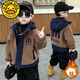 G.DUCKKIDS Boys' Fleece Jacket Autumn and Winter 2024 New Children's Polar Fleece Top Winter Style Thick Cotton-padded Jacket Brown Embroidered M Jacket 130cm