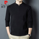 Pierre Cardin 2025 Autumn and Winter Double-sided German Velvet Bottoming Shirt Men's Henley Collar Trendy Versatile Long Sleeve T-Shirt Stand Collar Sweatshirt Men White D509 2XL