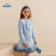 Disney (Disney) Frozen Girls Dress 2026 Spring Sweet Sequins Medium-sized Girl Long-Sleeved Cartoon Princess Dress Blue Dress One Size 140cm