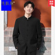 Locochi new Chinese style stand collar tunic suit suit for men groom wedding new Chinese style suit black jacket + pants + stand collar shirt XL