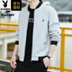 Playboy (PLAYBOY) pure cotton jacket men's spring and autumn casual thin breathable baseball uniform versatile slim top middle-aged men's jacket 2030 black (spring and autumn) 2XL 135-150Jin Jin equals 0.5 kg