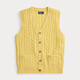 RALPH LAUREN Ralph Lauren Autumn and Winter New American Edition Men's Knitted Wool Vest Cable-Knit Cable Knit Cardigan Vest Yellow/Fall Yellow XS