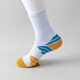 Tuoharu kontrastierende Farbe mittelschweren Socken, farbenfrohe Socken, personalisierte Sportstreifen, farbblockierende Doppelnadel-Mittelröhren-Marathon 16804 Blau und Lila 38-43