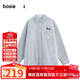 Bosie Boxi 2025 new autumn cartoon design striped long-sleeved shirt men's couple loose coat blue M