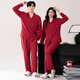FENTENGCARE Couple Pajamas Women's Autumn and Winter New Red Festive Wedding Long Sleeve Cardigan Lapel Home Clothing for Men