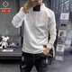 Kuraishi Kazuki trendy brand fashion solid color Henry shirt round neck sweatshirt men's spring and autumn new high-end fashion casual long-sleeved clothes black 2XL 150-162Jin Jin equals 0.5 kg