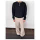 Zhi Sheng Ji Henley collar sweater men's autumn and winter American retro lazy style Korean style loose knitted sweater casual top black M