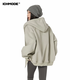 ICH MODE American sweatshirt jacket women's autumn and winter new loose hooded double zipper cardigan lazy long-sleeved jacket light gray L