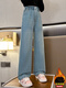 Girls' pants for spring and autumn outer wear 2025 new medium and large children's casual straight wide-leg girls winter children's jeans blue ready-made 120 one size fits all