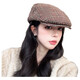 New retro plaid forward hat Japanese style spring and autumn all-match fashion big head painter British duck beret brown woolen plaid forward hat