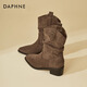 Daphne (Daphne) Retro -Pfahlstiefel für Frauen 2025 Herbst neue Frauenstiefel Casual Short Stiefel Western Denim Stiefel Khaki Single -Layer -Absatzhöhe 5cm 38 (240 mm)
