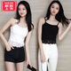 LangSha's new 2024 spring and summer camisole lace vest women's short style inner slim fit outer wear navel-baring sexy bottoming shirt off-white (strap style) 1 piece M (90100Jin Jin is equal to 0.5 kg)
