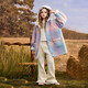 ASK JUNIOR children's coat 25 winter medium and large children's hooded fur coat girls contrast plaid warm fleece top
