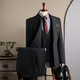 DK high-end men's suit suit men's double-breasted jacket casual business formal wear groomsman wedding suit two-piece brown (suit + trousers) 3XL 56 (145-158Jin Jin equals 0.5 kg)