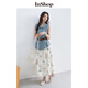 InShop shopping mall same style new denim vest jacket floral skirt commuting casual two-piece set light blue flower S