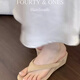 Sheepskin French-style wedge sandals 2025 new casual flip-flops thong thick-soled sandals black 37