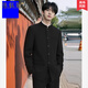 Locochi new Chinese style stand collar tunic suit suit for men groom wedding new Chinese style suit black jacket + pants + stand collar shirt XL