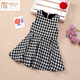 Modal girls' dress, imitation wool vest dress, spring, autumn and winter new children's plaid princess dress, medium and large children's dress, black plover dress with velvet 110, recommended age 3-4 years old, height 95cm