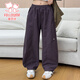 富罗迷女童裤子冬季加绒保暖休闲工装裤儿童弯刀裤 紫色 （加绒款） 160