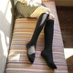 Women's cotton long leg socks, knee socks, pile socks, cotton mid-calf socks, long socks, solid color high socks, women's socks, black, one size fits all