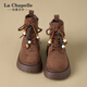 La Chapelle thick-soled Martin boots for women, new autumn and winter heightening short boots for small people, one-legged work boots, brown 36