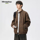 MMOPTOP old money velvet leather texture jacket autumn and winter men's handsome loose casual jacket MJK12 coffee XL