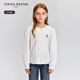Teenie Weenie Kids Bear children's clothing autumn and winter girls' sweet lace puff sleeve shirt off-white 140 cm