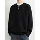 Jiangong Half Zip Sweater Men's Autumn and Winter 2025 New Style Henley Collar Wool Sweater Vertical Pit Stripe Sweater Men's Chenguang Xing M About 100-120 Jin Jin equals 0.5 kg Can be worn