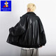 High quality black pu leather jacket men's autumn and winter velvet American style motorcycle jacket black velvet 2XL