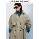 UR autumn new women's temperament double-breasted belt windbreaker jacket UWM150045+ light khaki (loose) XS