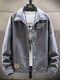 Chaqueta de mezclilla de gamuza para la chaqueta de trabajo de otoño e invierno para hombres para la chaqueta de solapa delgada de terciopelo en el terciopelo [regular] K12806 Dark Grey M