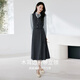 Xiangying francés Falso falso de dos piezas Vestido que abraza la cintura para mujeres 2025 Autumn New Stand Collar High Intelligence Suparing Falda de manga larga Gray M 160/84a/95-110Jin [Jin equivale a 0.5 kg]