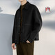 TonLion 2025 autumn and winter men's lapel topstitched solid color woolen jacket