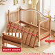 Beech wood spliced bed crib solid wood children's bed widened children's bedside bed with raised guardrails single bed (three side guardrails) + 6cm removable and washable coconut palm mattress 180*60CM side lift