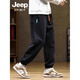 JEEP SPIRIT Jeep Casual Pants Men's 2025 New Large Size Sports Pants Men's Autumn Loose Casual Versatile Leg-length Pants Black Spring and Autumn XL