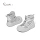 Snuffy children's cotton shoes little girl princess plus velvet warm cotton shoes baby comfortable high-top sneakers moonlight silver 28