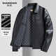 SHANSHAN Shanshan PU leather jacket for men 2025 autumn business casual classic lapel men's long-sleeved easy-care commuter jacket black L /175
