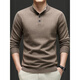 SEMALAM2025 autumn and winter new style wool thickened Henry collar button solid color pure wool warm simple men's knitted sweater brown M
