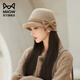 Catman Hat Women's Autumn and Winter Fashion Versatile Basin Hat Wool Winter Warmth British Retro Elegant Fisherman Hat Temperament Hat Khaki 56-59CM