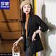 ROMON quilted black suit jacket for women autumn and winter new thickened top small casual cotton suit suit quilted style-single black suit L slim version