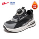 Pull-back children's shoes, boys' sports shoes, autumn and winter children's cotton shoes, 2025 new medium and large children's plus velvet running children's shoes, black/dark gray 34, inner length 22.1, foot length 21.1