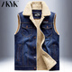 MKFZ Autumn Denim Vest Men's Vest Lamb Wool Jacket Workwear Multi-Pocket Waistcoat Fishing Vest Men Light Blue 01 Style M 110-120Jin Jin is equal to 0.5 kg