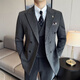 丨Li Lang丨Groom suit suit men's business casual formal double-breasted British suit wedding dress off-white L