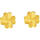Samedi, Clover à quatre feuilles chanceux, boucles d'oreilles en or Gold 999, prix du cadeau d'anniversaire pour filles A0912975, une paire, environ 0,85 g
