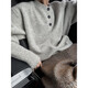 Denvanwei Henry collar light gray sweater men's autumn and winter lazy sweater American retro relaxed jacket light gray M (recommended 90-100Jin Jin equals 0.5 kg)