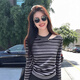 Su Yuwei old money style gray striped hollow knitted bottoming shirt for women in autumn and winter, high-end slim fit inner sweater, shoulder top, dark gray stripes, follow the store - free shipping insurance S (80-95Jin Jin is equal to 0.5kg)