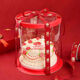 CLCEY red gift box steamed buns, flower cakes, wedding flowers, steamed buns, wedding banquets, peach birthday cakes for the elderly, packaging gift box, red fully transparent (5 pieces), no ribbon food, 14-inch double layer (diameter 40, height 32) cm