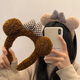 Miao Yijia Sweet Bow Cute Bear Ears Plush Headband Women's Winter Face Wash Makeup Hairband Brown Hairband Trendy Bow Bear Hairband Khaki