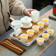 Kanglepin Kung Fu Tea Set Chinese White Mutton Fat Jade Porcelain Travel Tea Set Household Ceramic Tea Cover Bowl Tea Cup Tea Tray Mutton Fat Jade-Zen Character Travel Tea Set