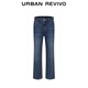 UR2025 new winter women's casual retro washed whiskered denim trousers UWM850251 blue 27